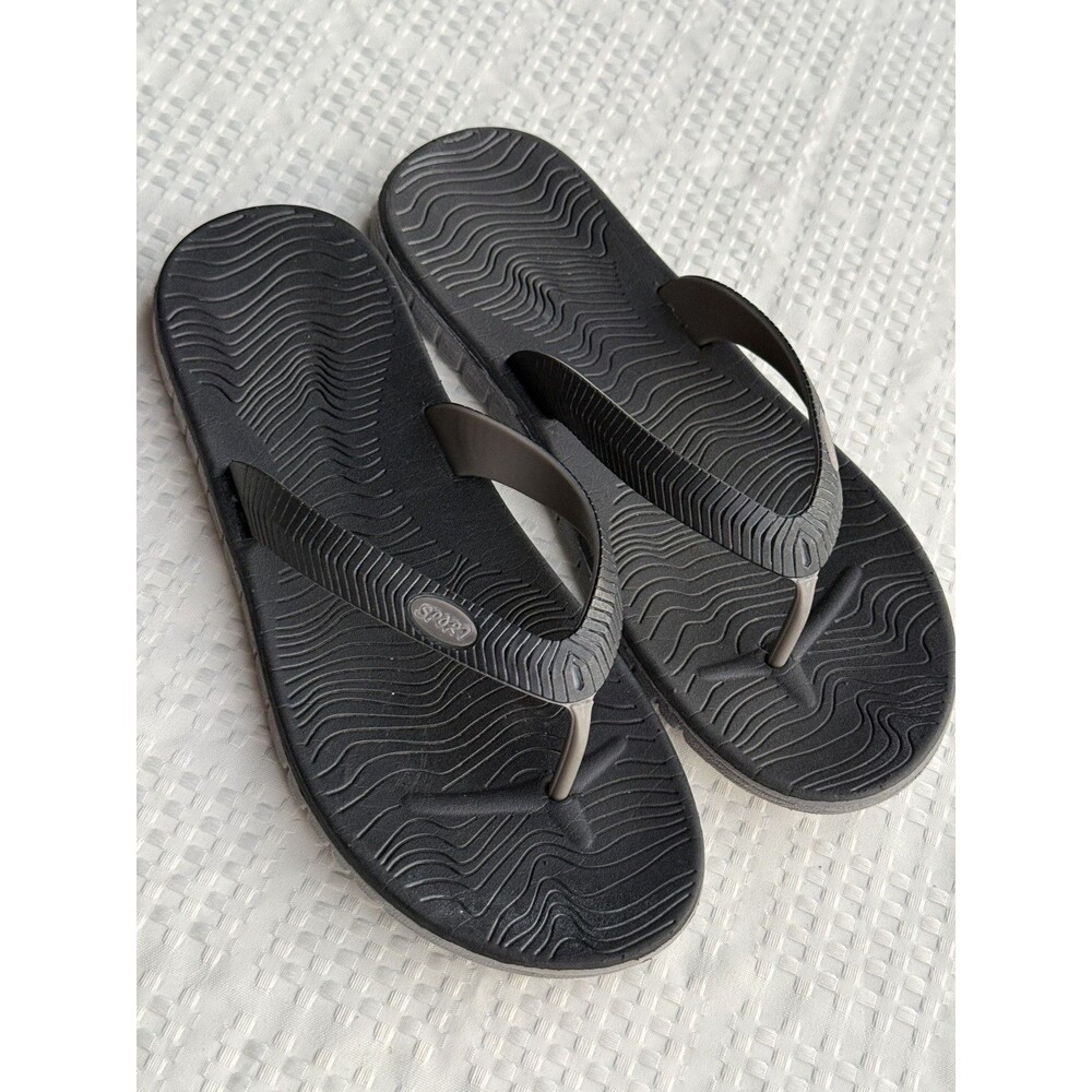 Men's Sports Flip-Flops Black/Dark Grey - Size 13 US